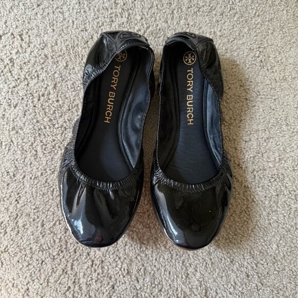Tory Burch Eddie Flat in Patent Leather Black Size 10 - Picture 2 of 6